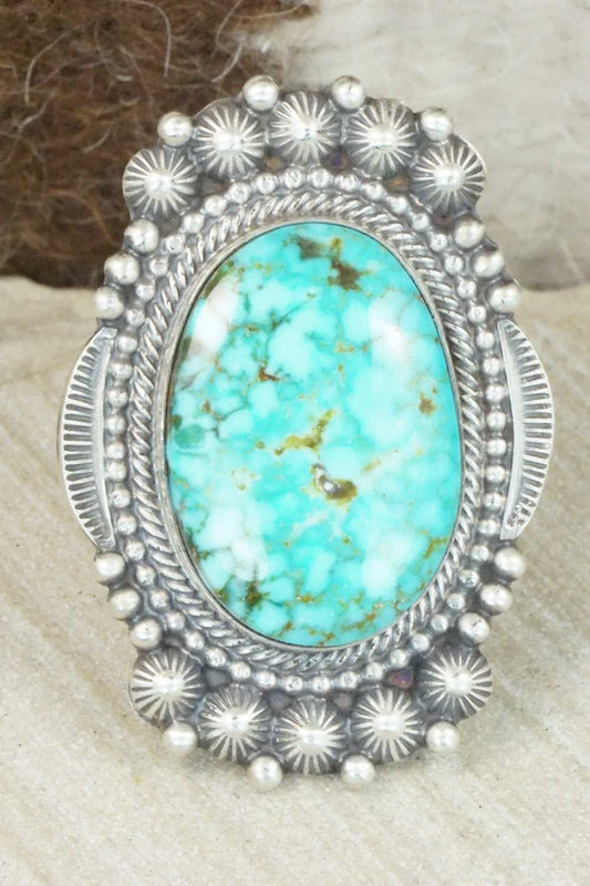 Turquoise & Sterling Silver Ring - Tom Lewis - Size 9.75