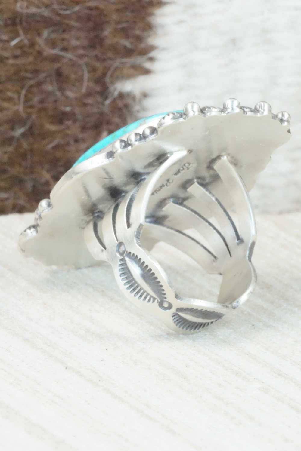 Turquoise & Sterling Silver Ring - Tom Lewis - Size 9.75