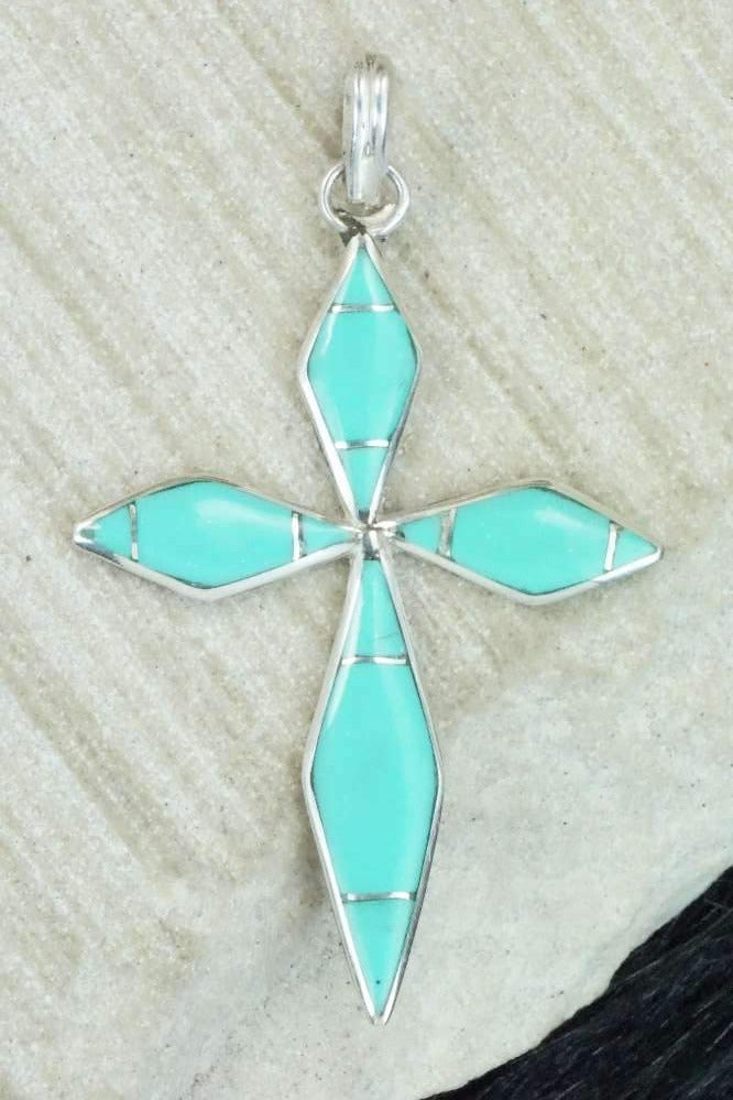 Turquoise & Sterling Silver Pendant - James Kee