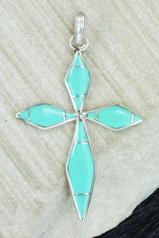 Turquoise & Sterling Silver Pendant - James Kee
