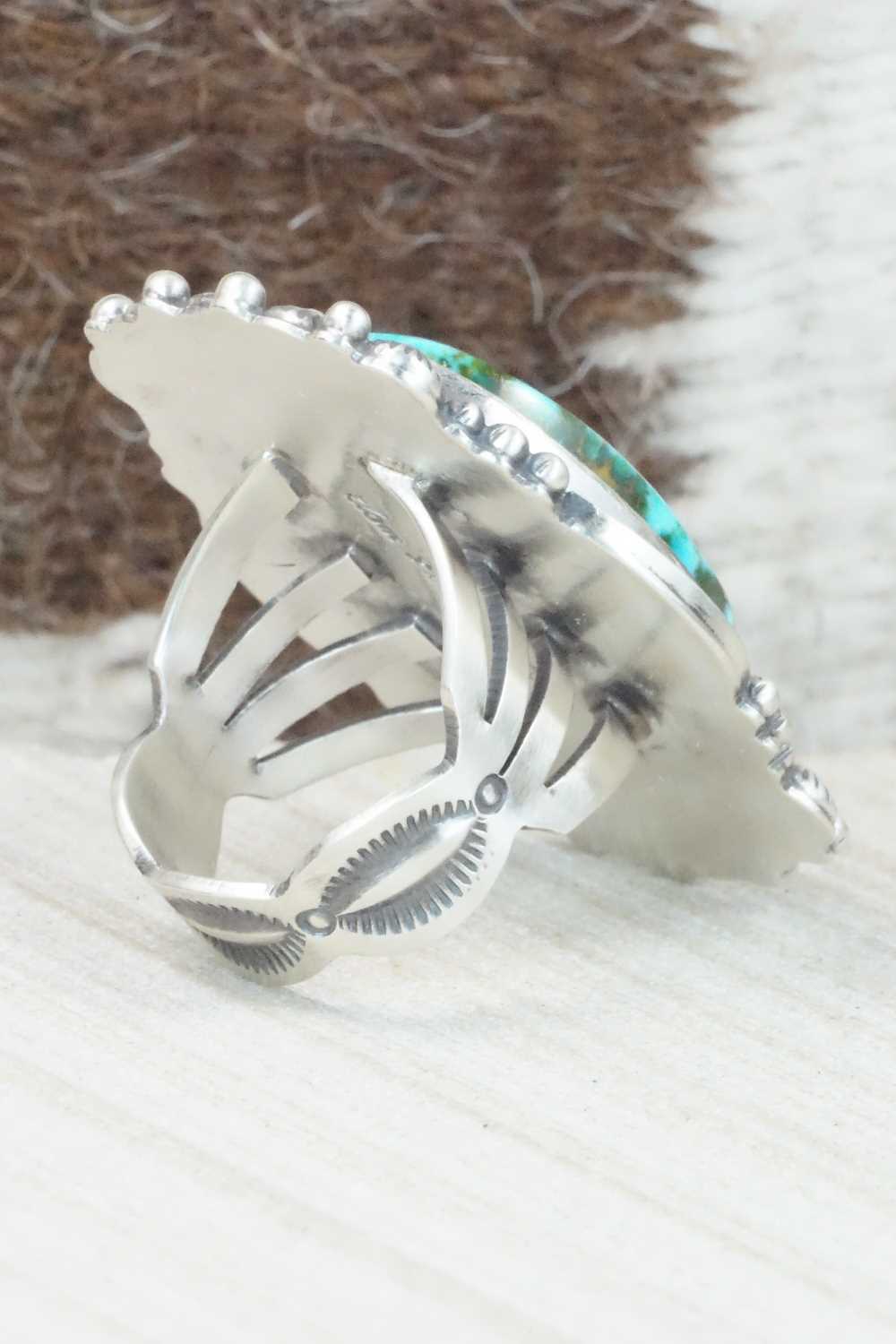 Turquoise & Sterling Silver Ring - Tom Lewis - Size 9.75