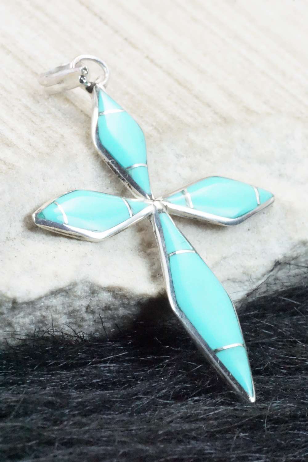 Turquoise & Sterling Silver Pendant - James Kee