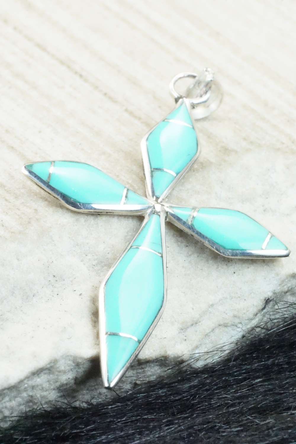 Turquoise & Sterling Silver Pendant - James Kee