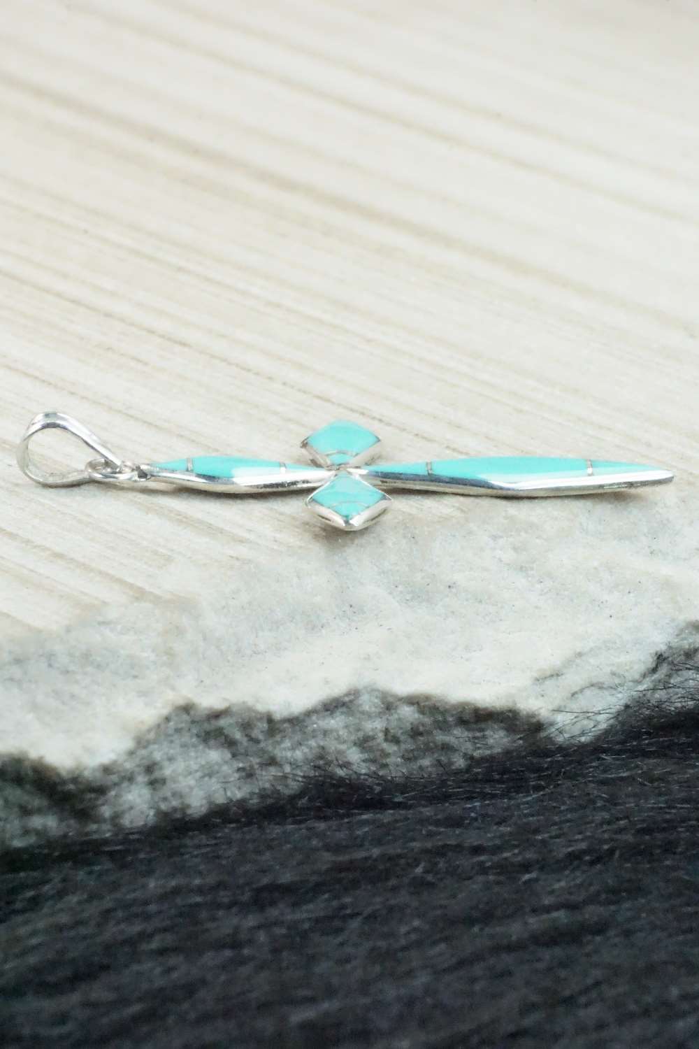 Turquoise & Sterling Silver Pendant - James Kee