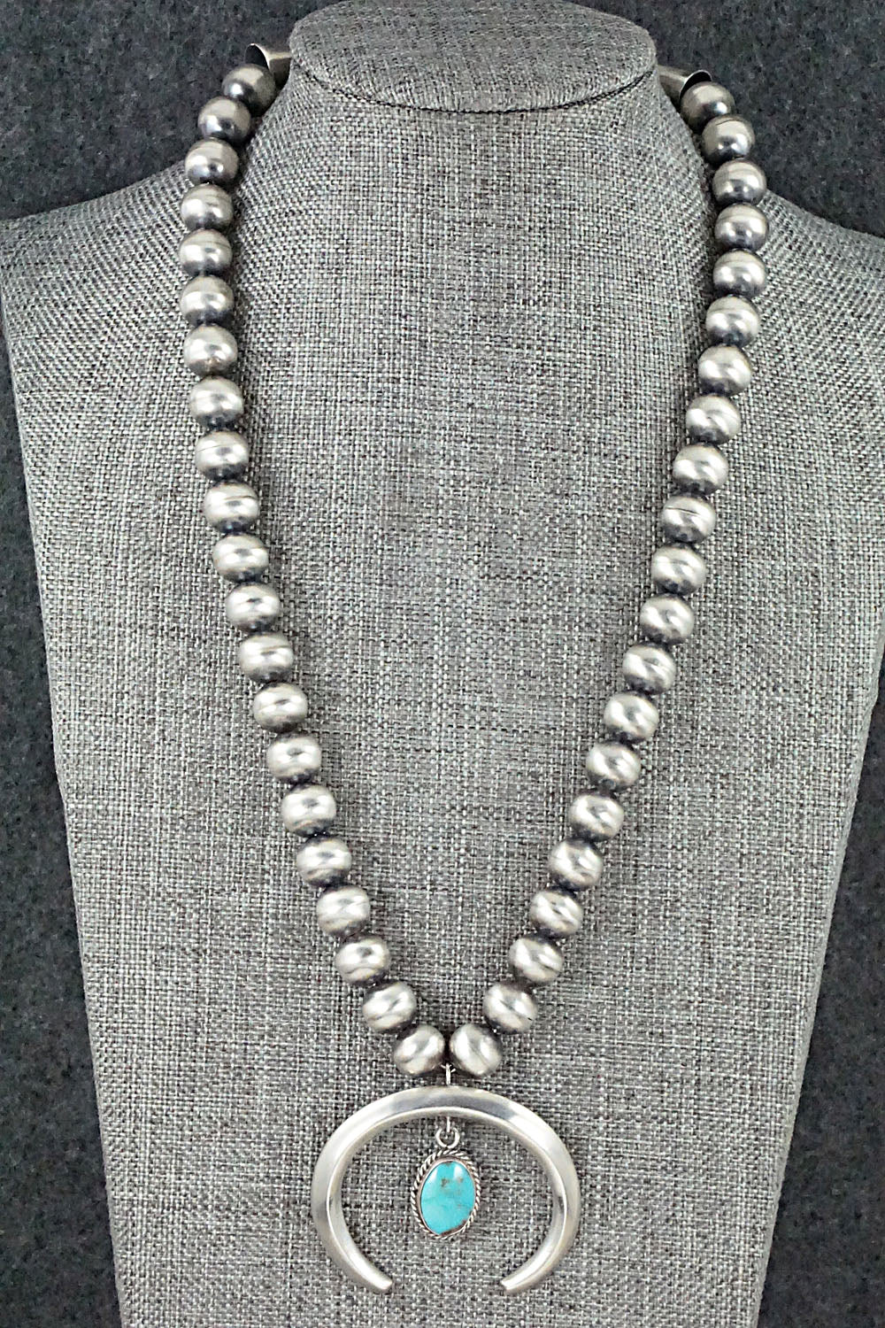 Turquoise and Sterling Silver Naja & Navajo Pearl Necklace - Jan Mariano