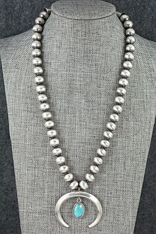 Turquoise and Sterling Silver Naja & Navajo Pearl Necklace - Jan Mariano