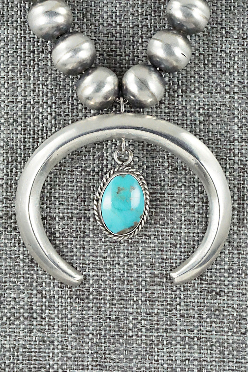 Turquoise and Sterling Silver Naja & Navajo Pearl Necklace - Jan Mariano