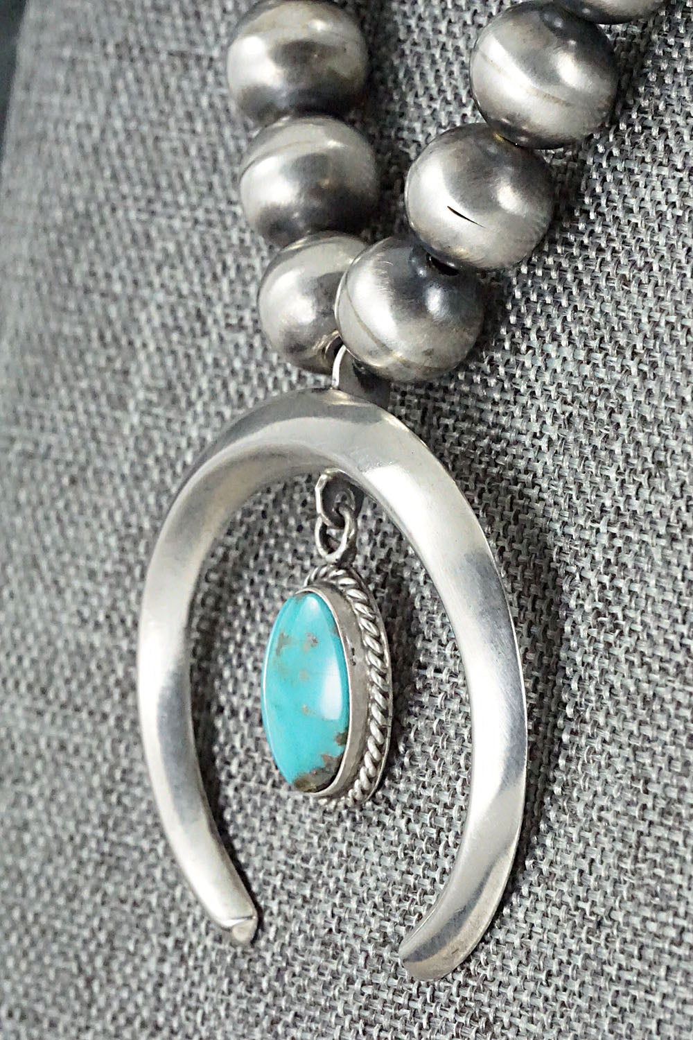 Turquoise and Sterling Silver Naja & Navajo Pearl Necklace - Jan Mariano