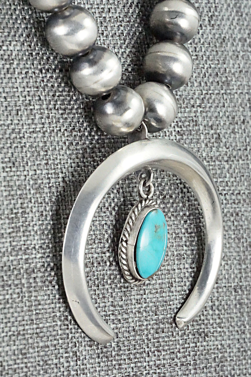 Turquoise and Sterling Silver Naja & Navajo Pearl Necklace - Jan Mariano