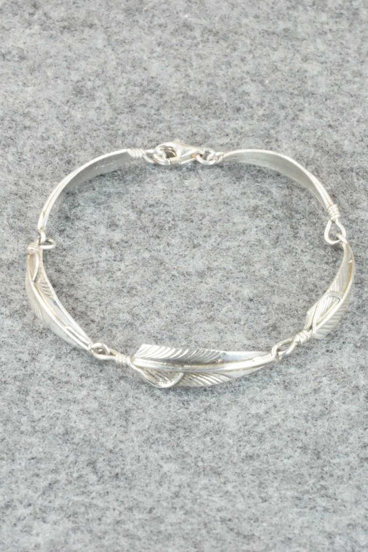 Sterling Silver Feather Link Bracelet - Chris Charley