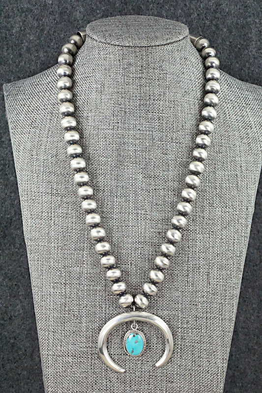 Turquoise and Sterling Silver Naja & Navajo Pearl Necklace - Jan Mariano