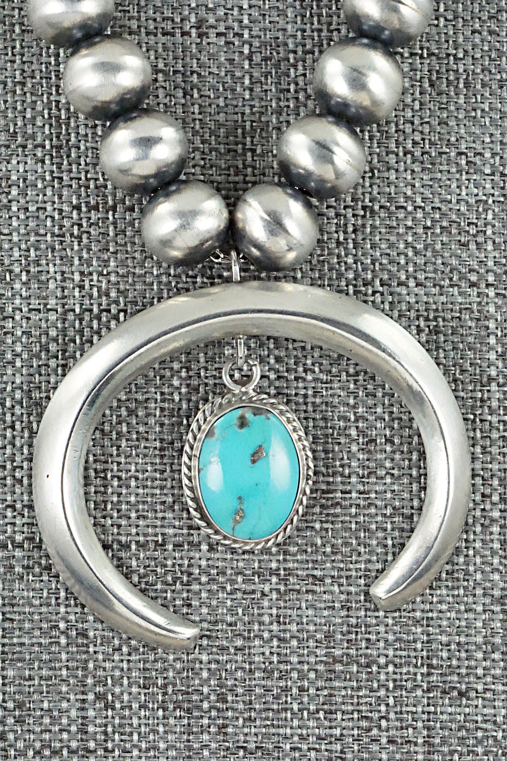 Turquoise and Sterling Silver Naja & Navajo Pearl Necklace - Jan Mariano