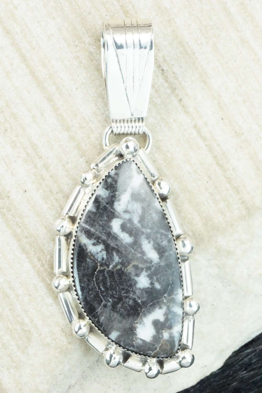 White Buffalo & Sterling Silver Pendant - Monica Smith