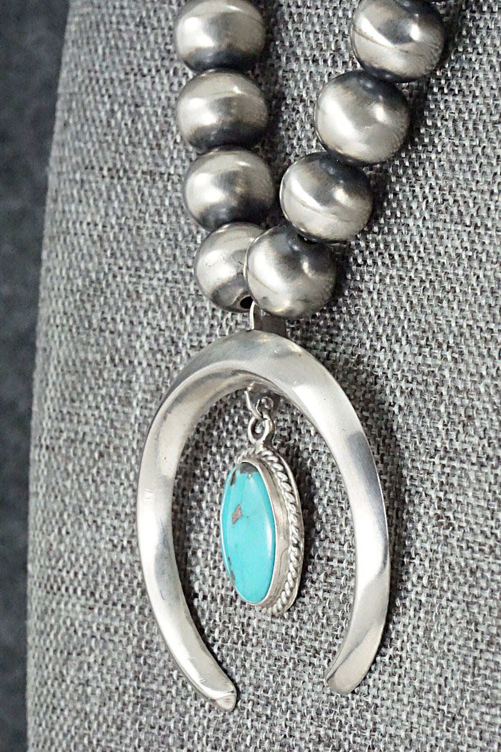 Turquoise and Sterling Silver Naja & Navajo Pearl Necklace - Jan Mariano