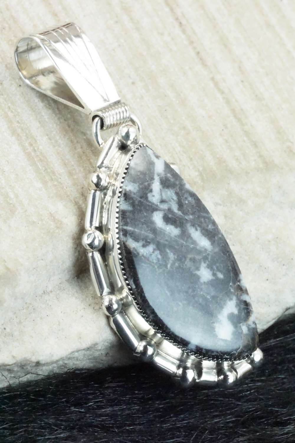 White Buffalo & Sterling Silver Pendant - Monica Smith