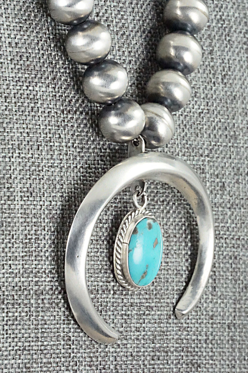 Turquoise and Sterling Silver Naja & Navajo Pearl Necklace - Jan Mariano
