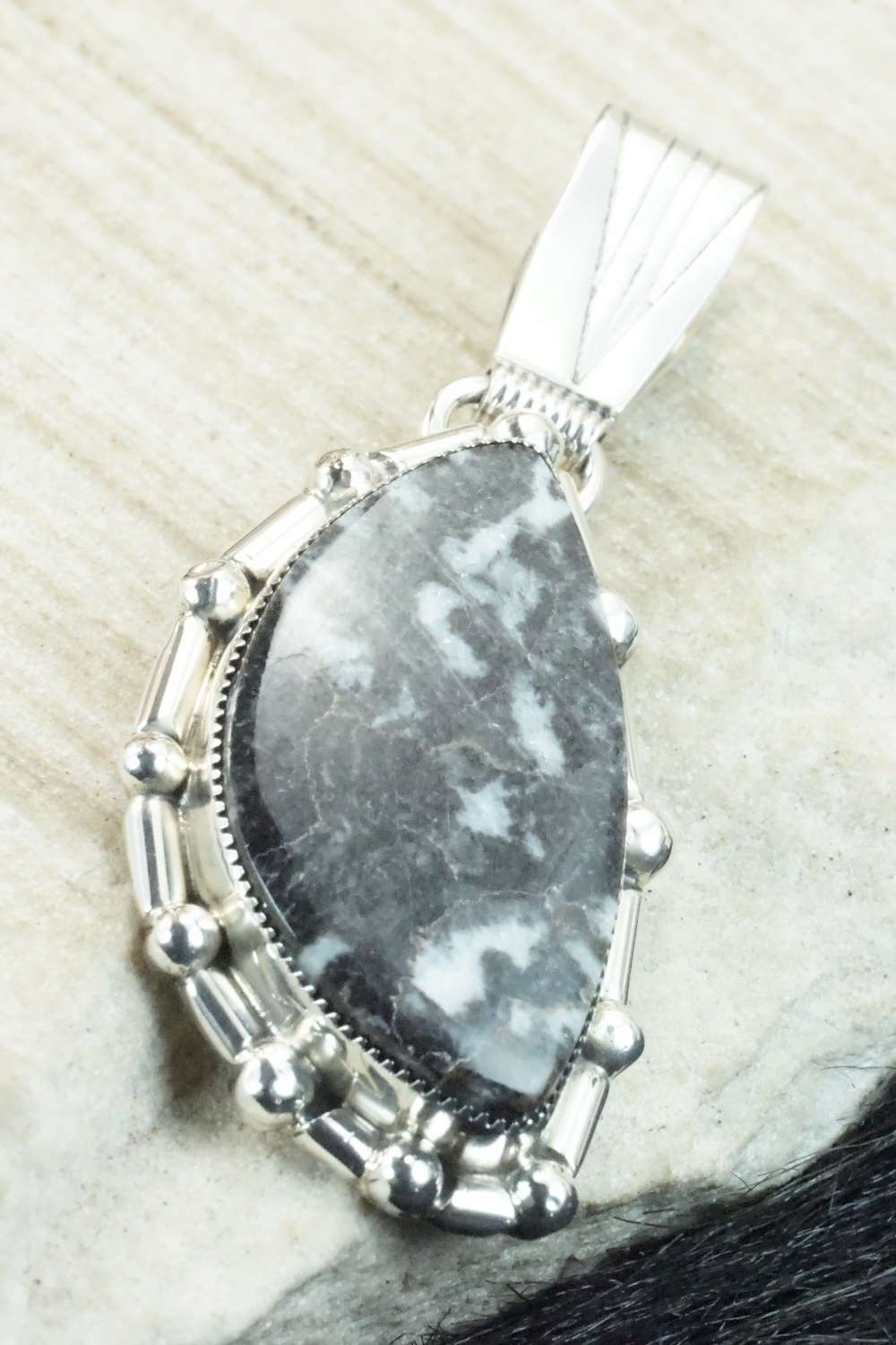 White Buffalo & Sterling Silver Pendant - Monica Smith