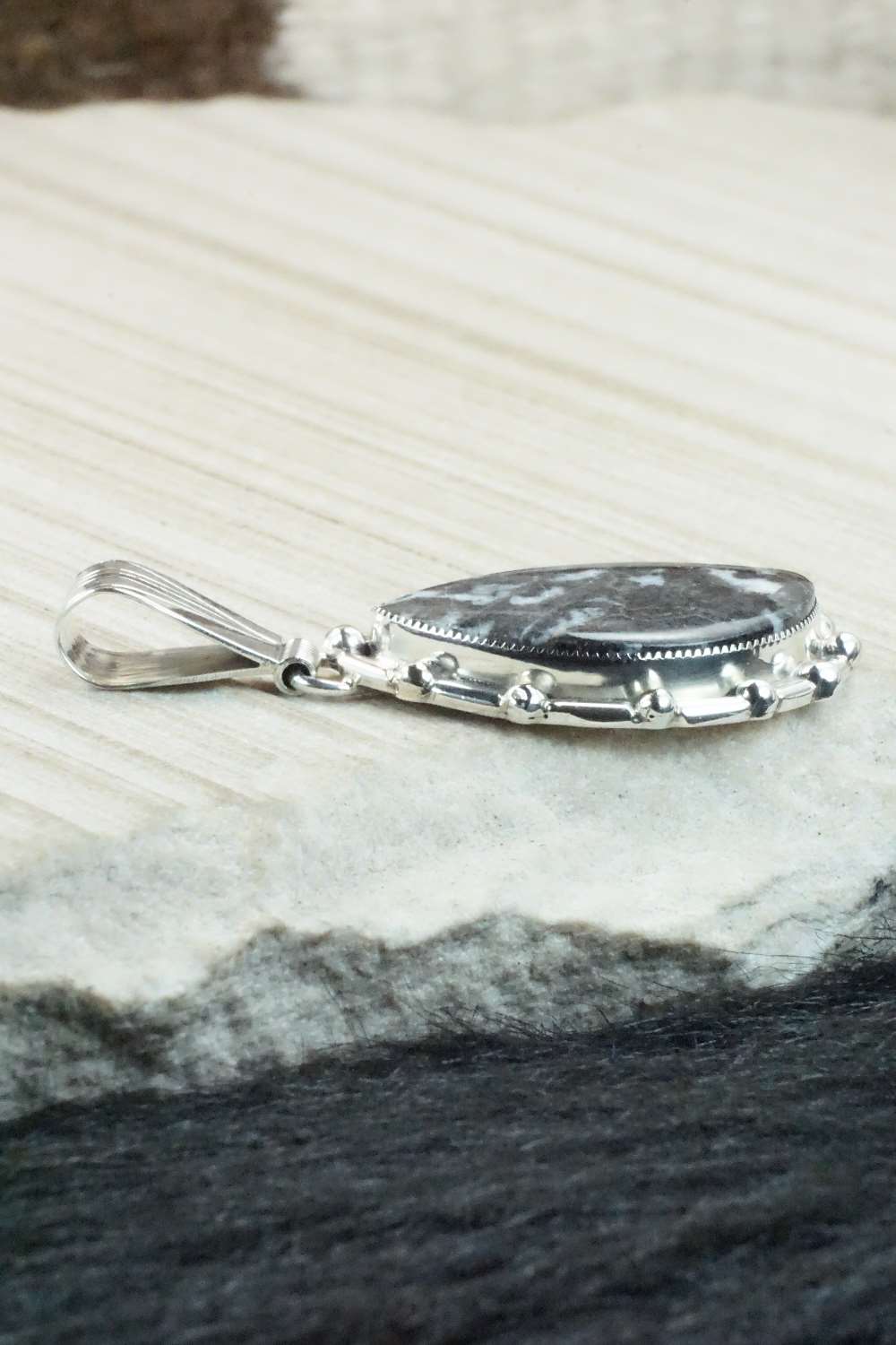 White Buffalo & Sterling Silver Pendant - Monica Smith