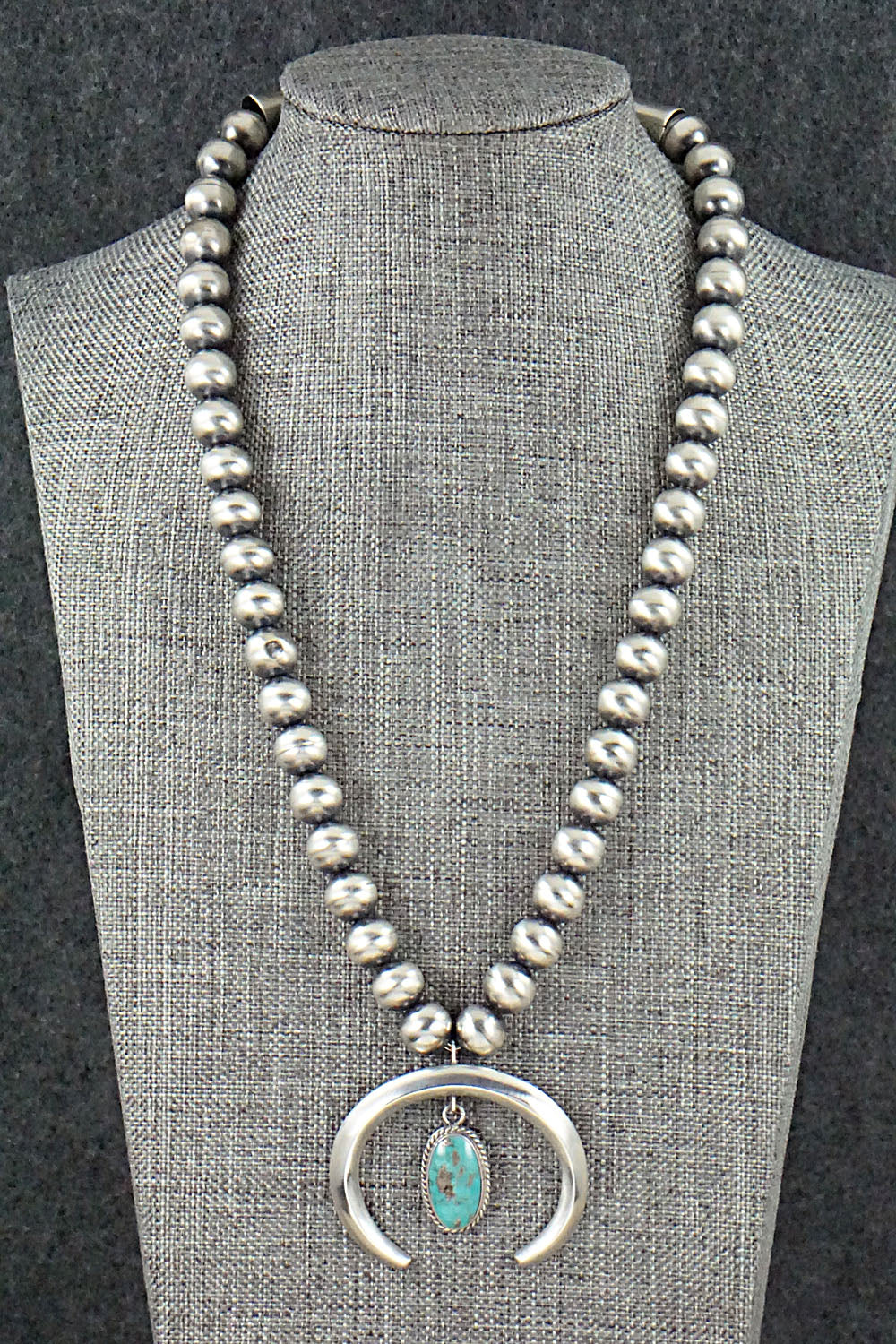 Turquoise and Sterling Silver Naja & Navajo Pearl Necklace - Jan Mariano