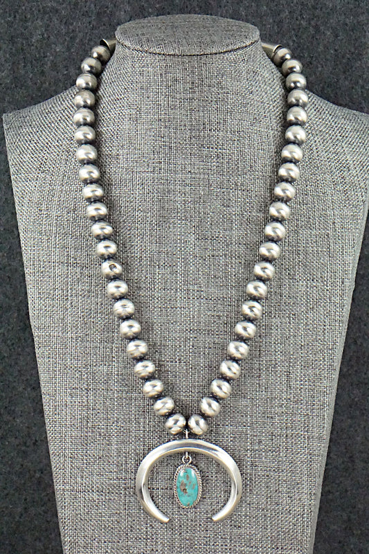 Turquoise and Sterling Silver Naja & Navajo Pearl Necklace - Jan Mariano