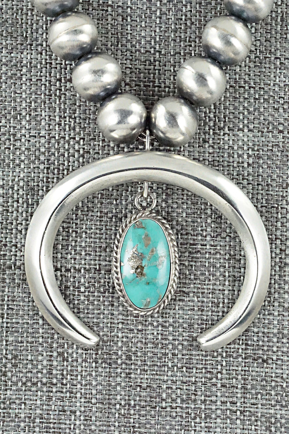 Turquoise and Sterling Silver Naja & Navajo Pearl Necklace - Jan Mariano