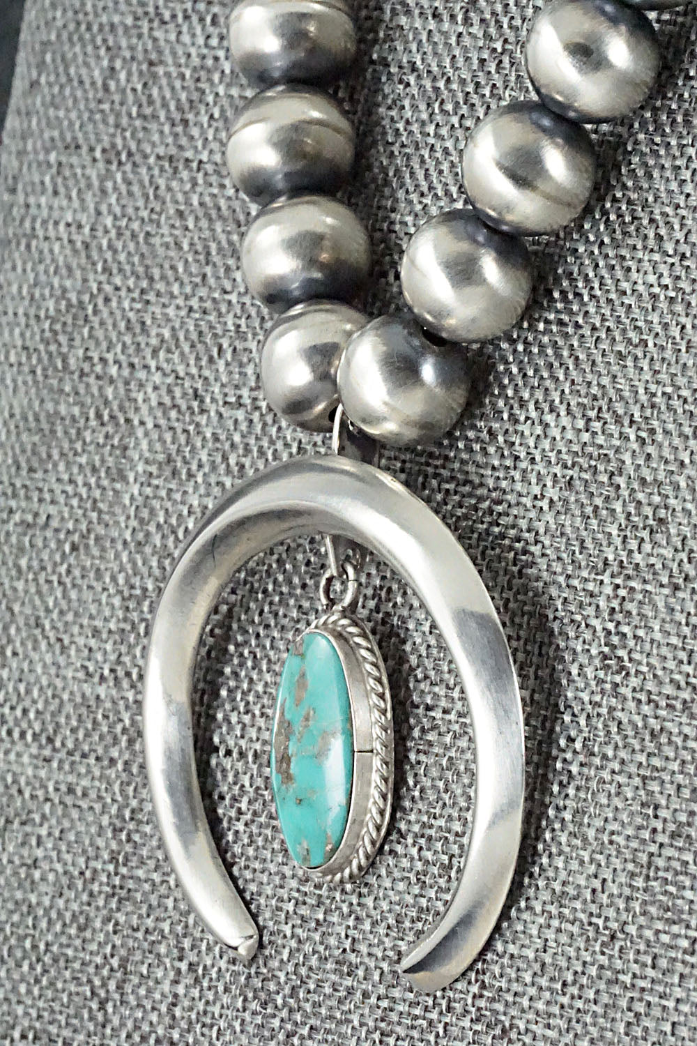 Turquoise and Sterling Silver Naja & Navajo Pearl Necklace - Jan Mariano