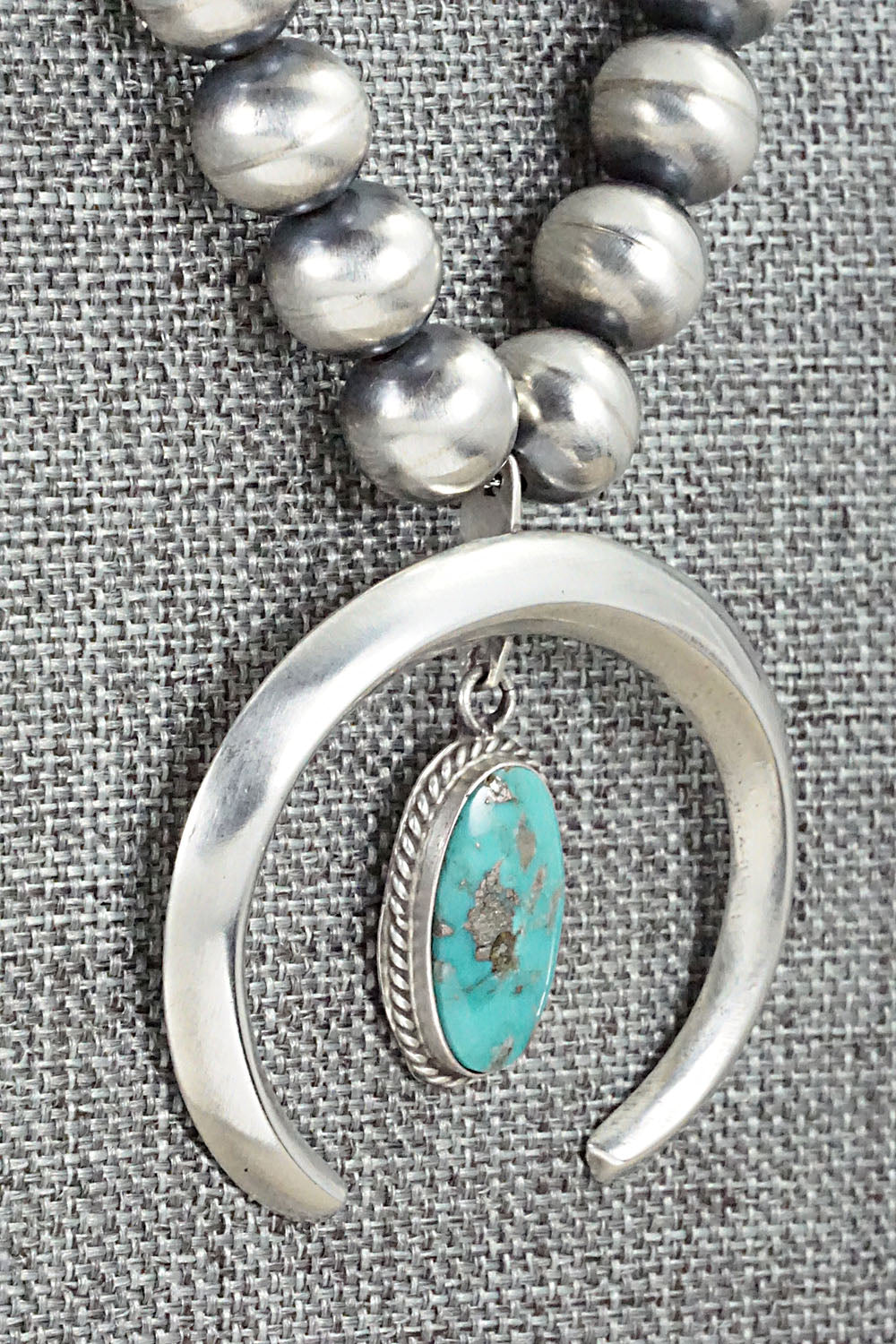 Turquoise and Sterling Silver Naja & Navajo Pearl Necklace - Jan Mariano