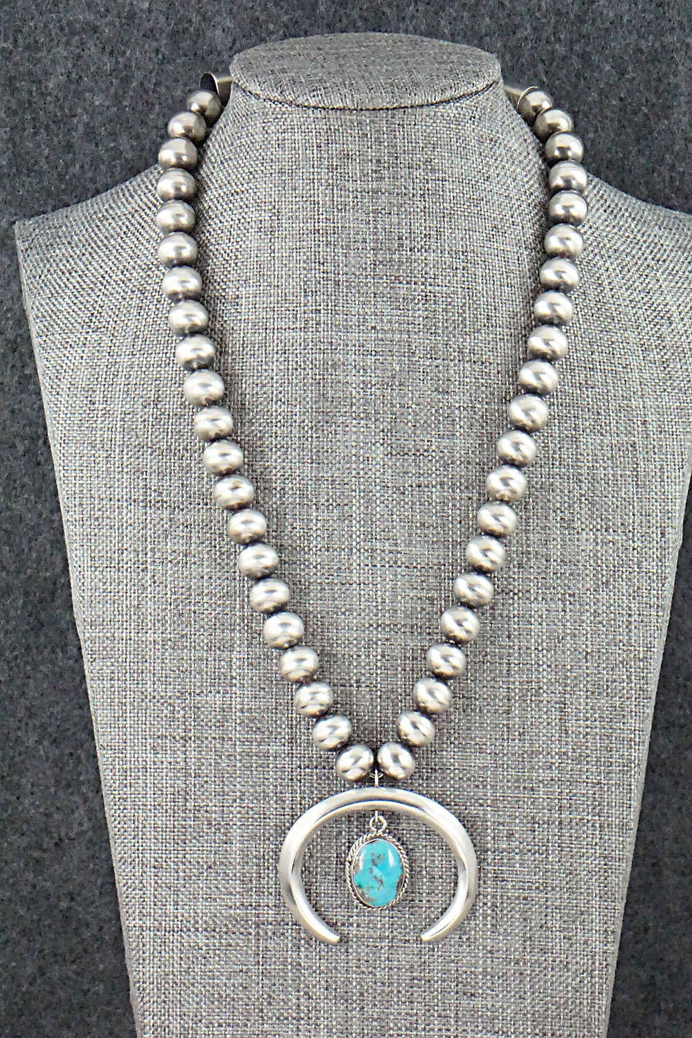 Turquoise and Sterling Silver Naja & Navajo Pearl Necklace - Jan Mariano