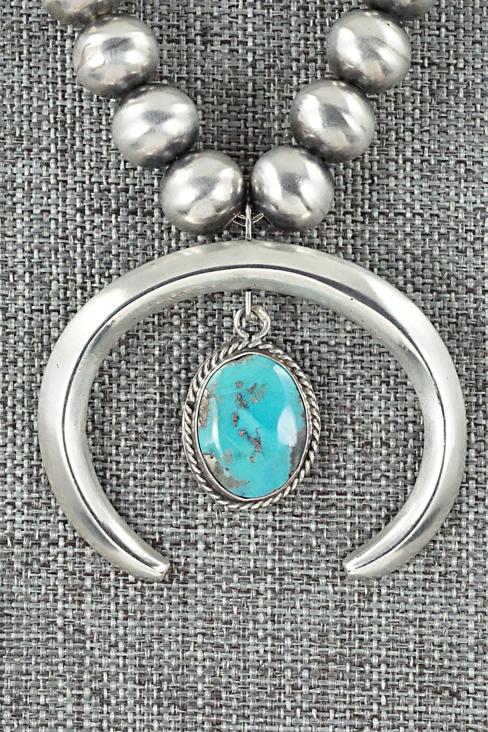 Turquoise and Sterling Silver Naja & Navajo Pearl Necklace - Jan Mariano