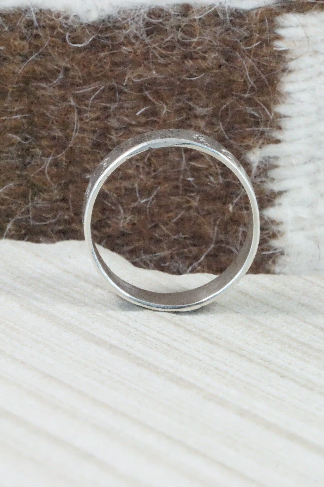 Turquoise & Coral Inlay Sterling Silver Ring - Raymond Begay - Size 13.25
