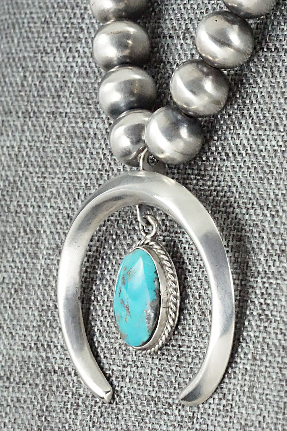 Turquoise and Sterling Silver Naja & Navajo Pearl Necklace - Jan Mariano