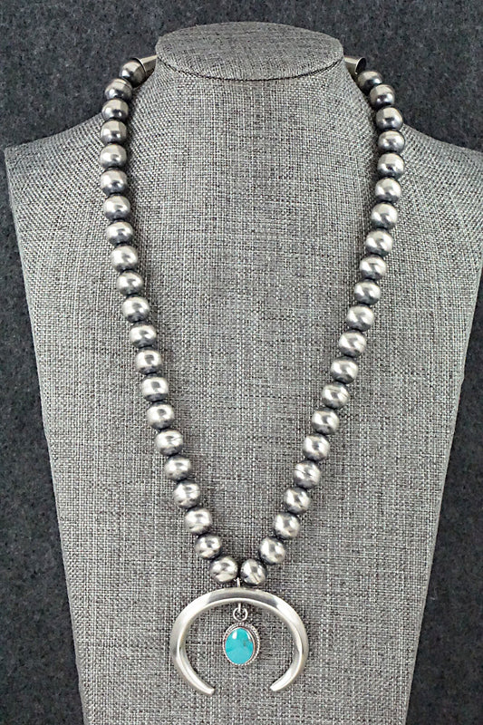 Turquoise and Sterling Silver Naja & Navajo Pearl Necklace - Jan Mariano
