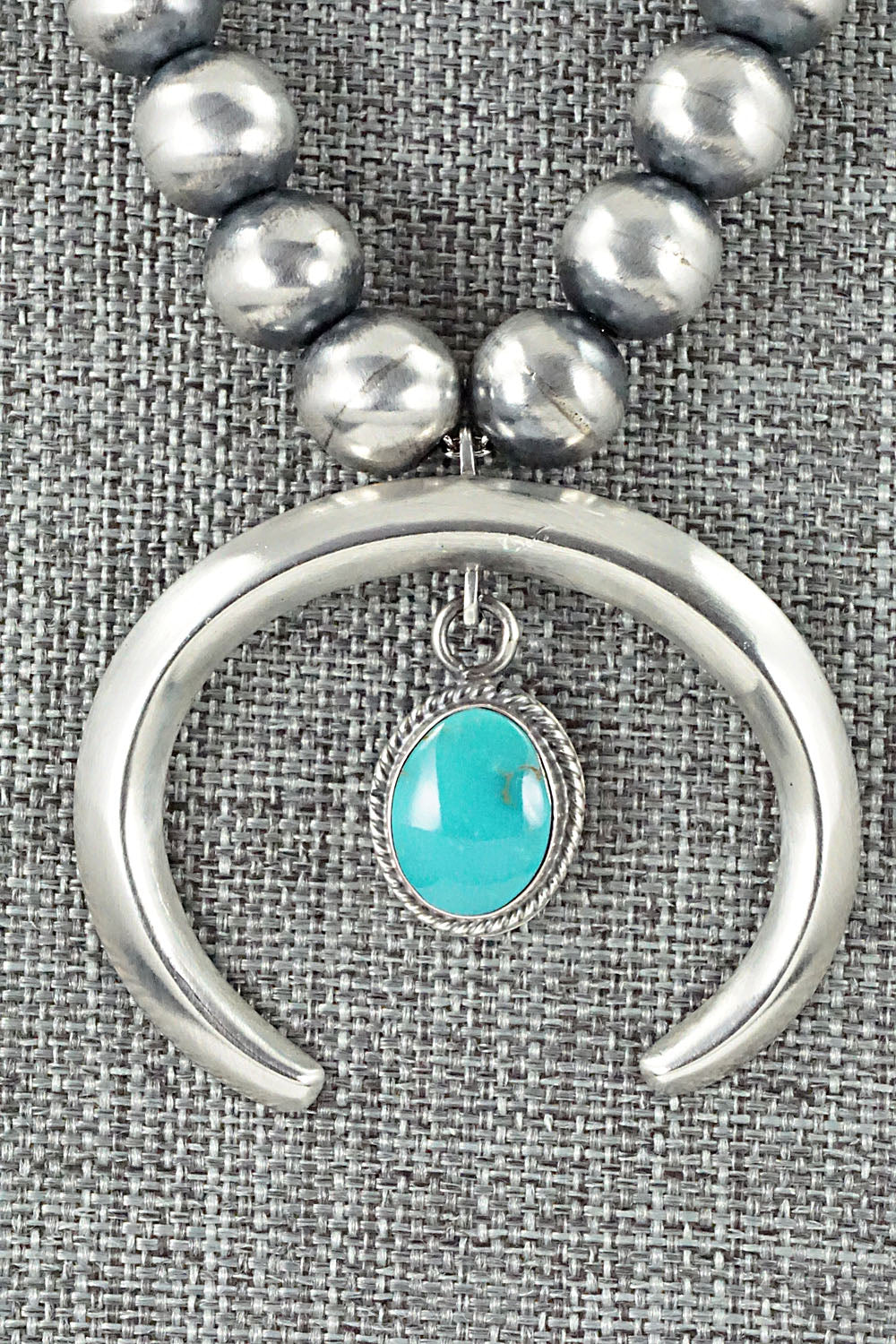 Turquoise and Sterling Silver Naja & Navajo Pearl Necklace - Jan Mariano