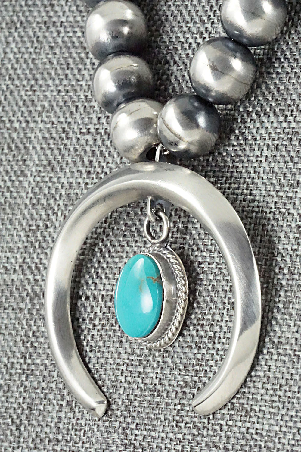 Turquoise and Sterling Silver Naja & Navajo Pearl Necklace - Jan Mariano