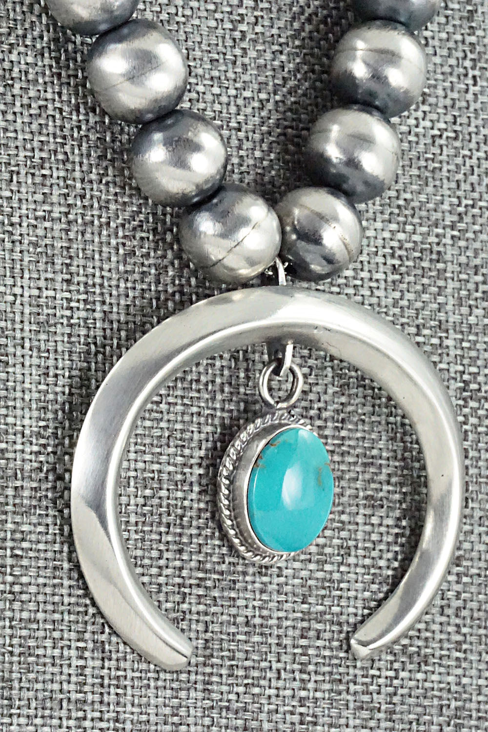 Turquoise and Sterling Silver Naja & Navajo Pearl Necklace - Jan Mariano