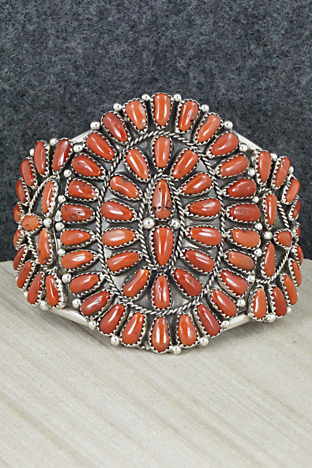 Coral and Sterling Silver Bracelet - Justina Wilson