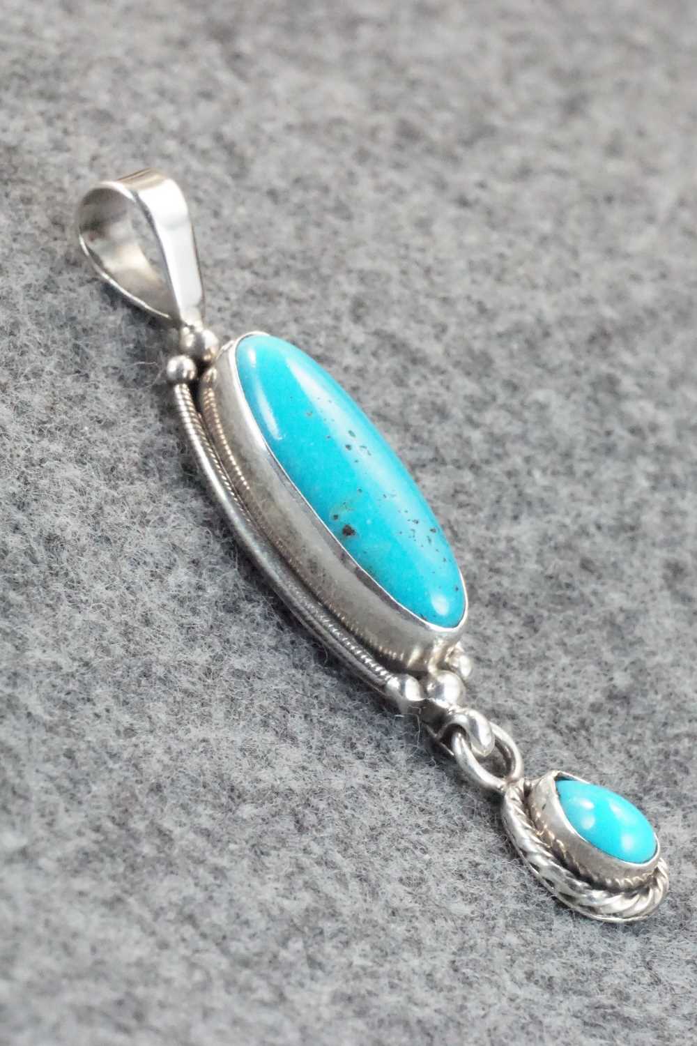 Turquoise & Sterling Silver Pendant - Circle J. W.