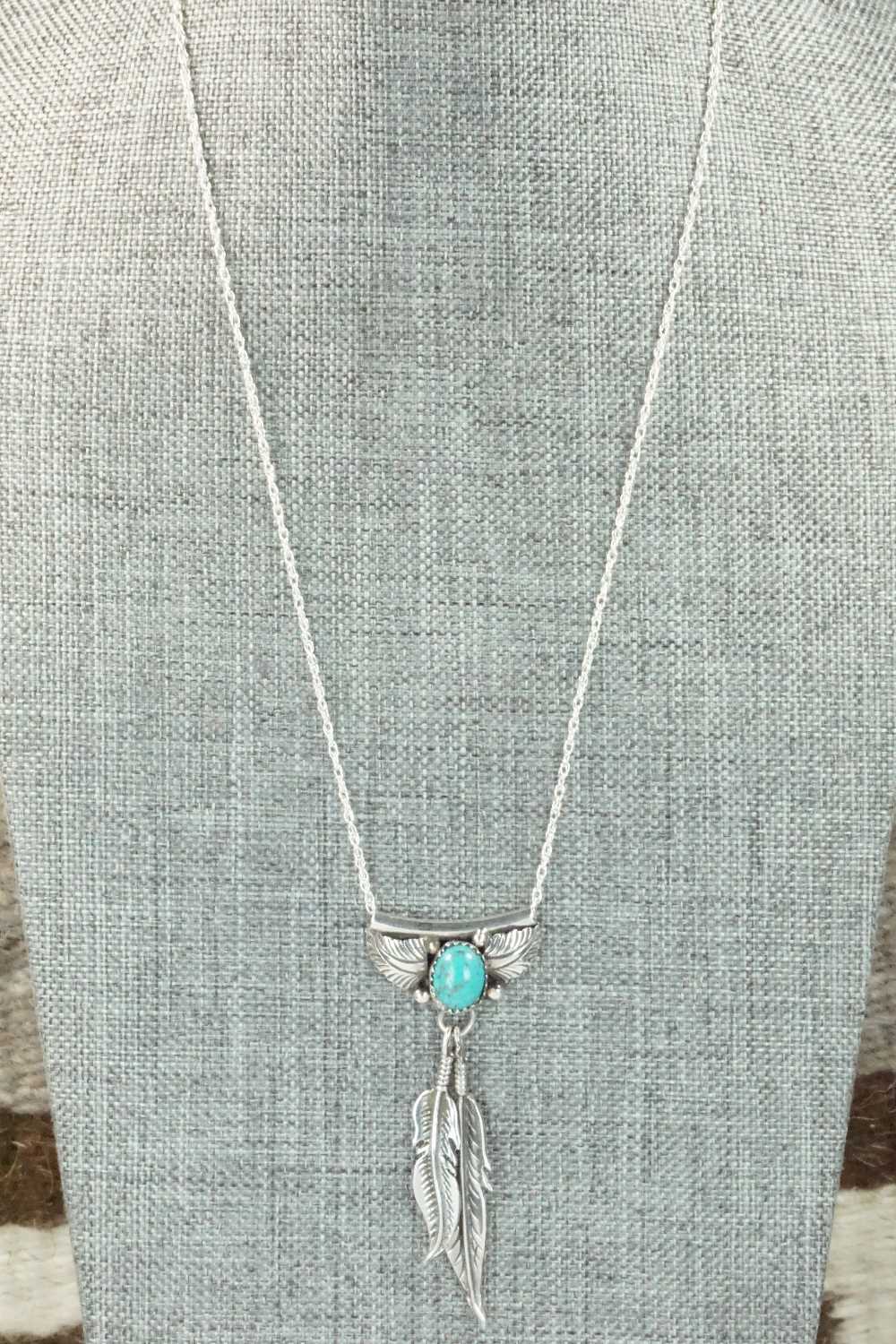 Turquoise & Sterling Silver Pendant - Circle J. W.
