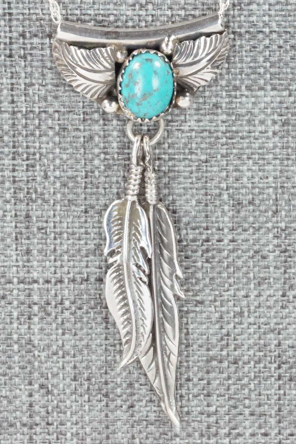 Turquoise & Sterling Silver Pendant - Circle J. W.