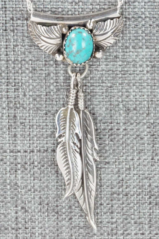 Turquoise & Sterling Silver Pendant - Circle J. W.