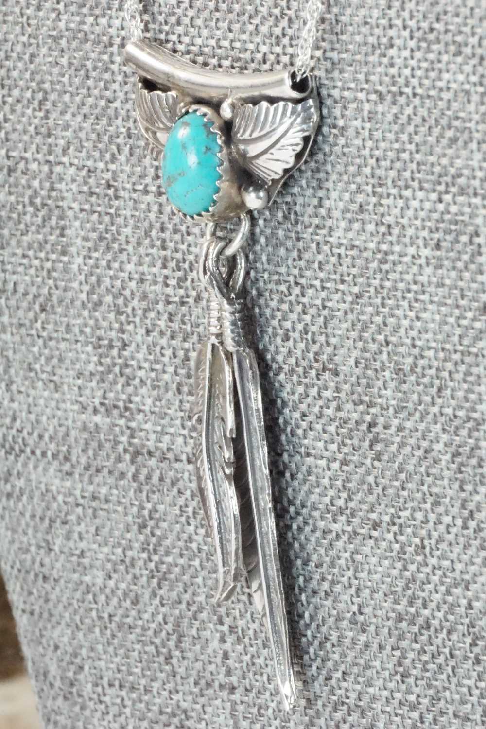 Turquoise & Sterling Silver Pendant - Circle J. W.
