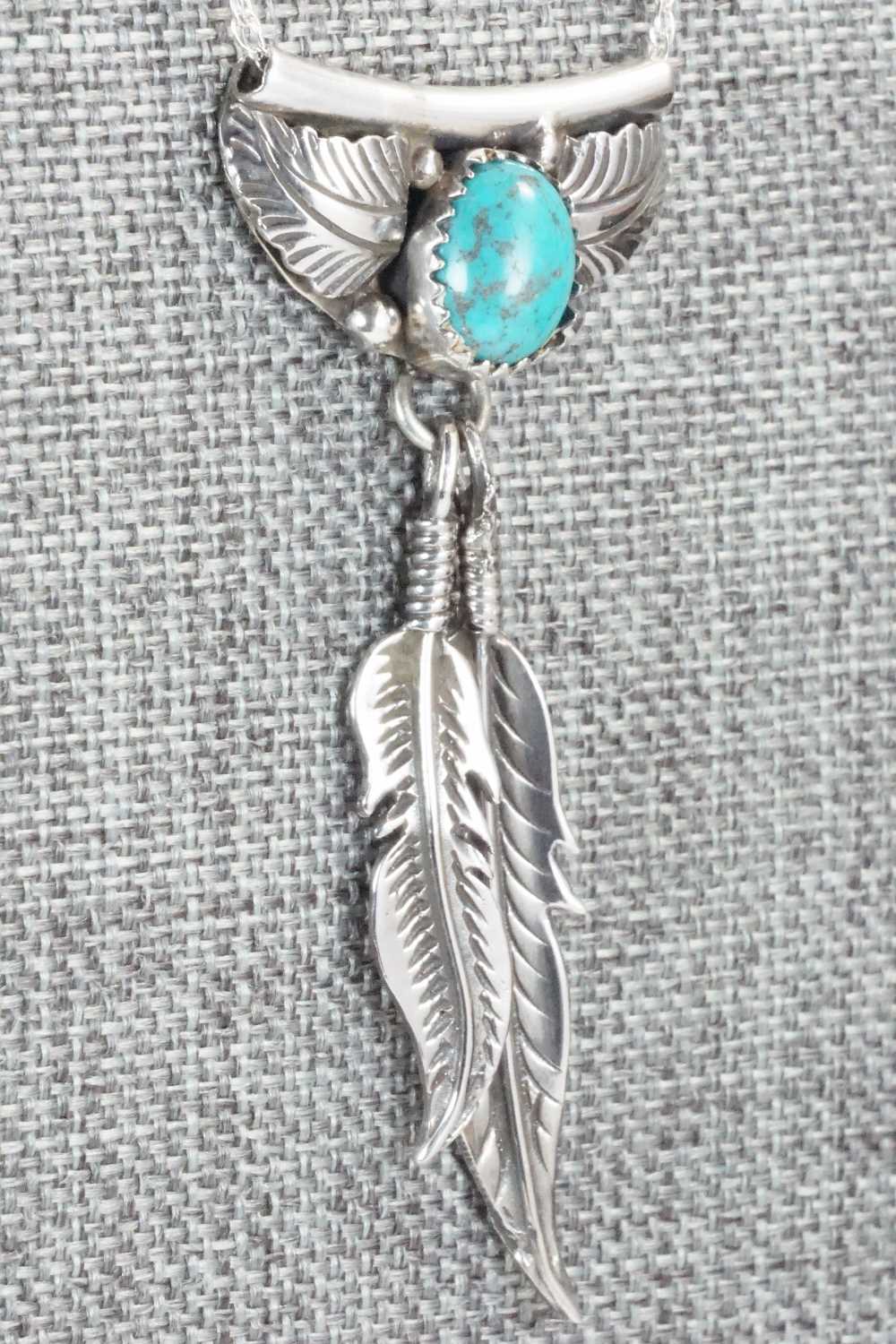 Turquoise & Sterling Silver Pendant - Circle J. W.
