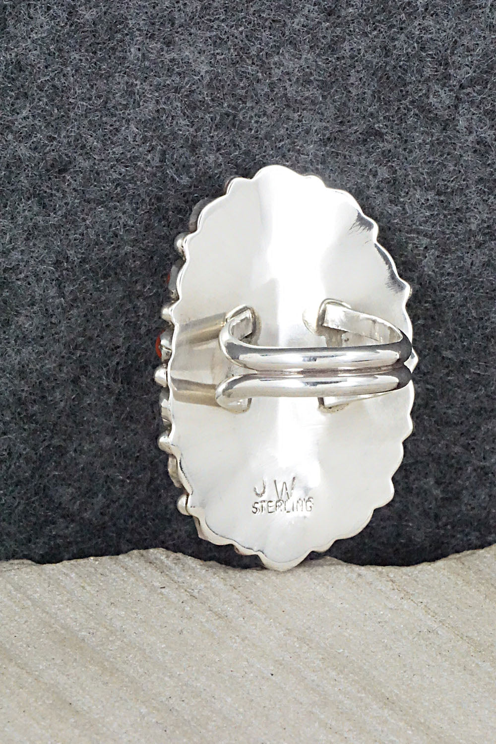 Coral and Sterling Silver Ring - Justina Wilson - Size 6.75