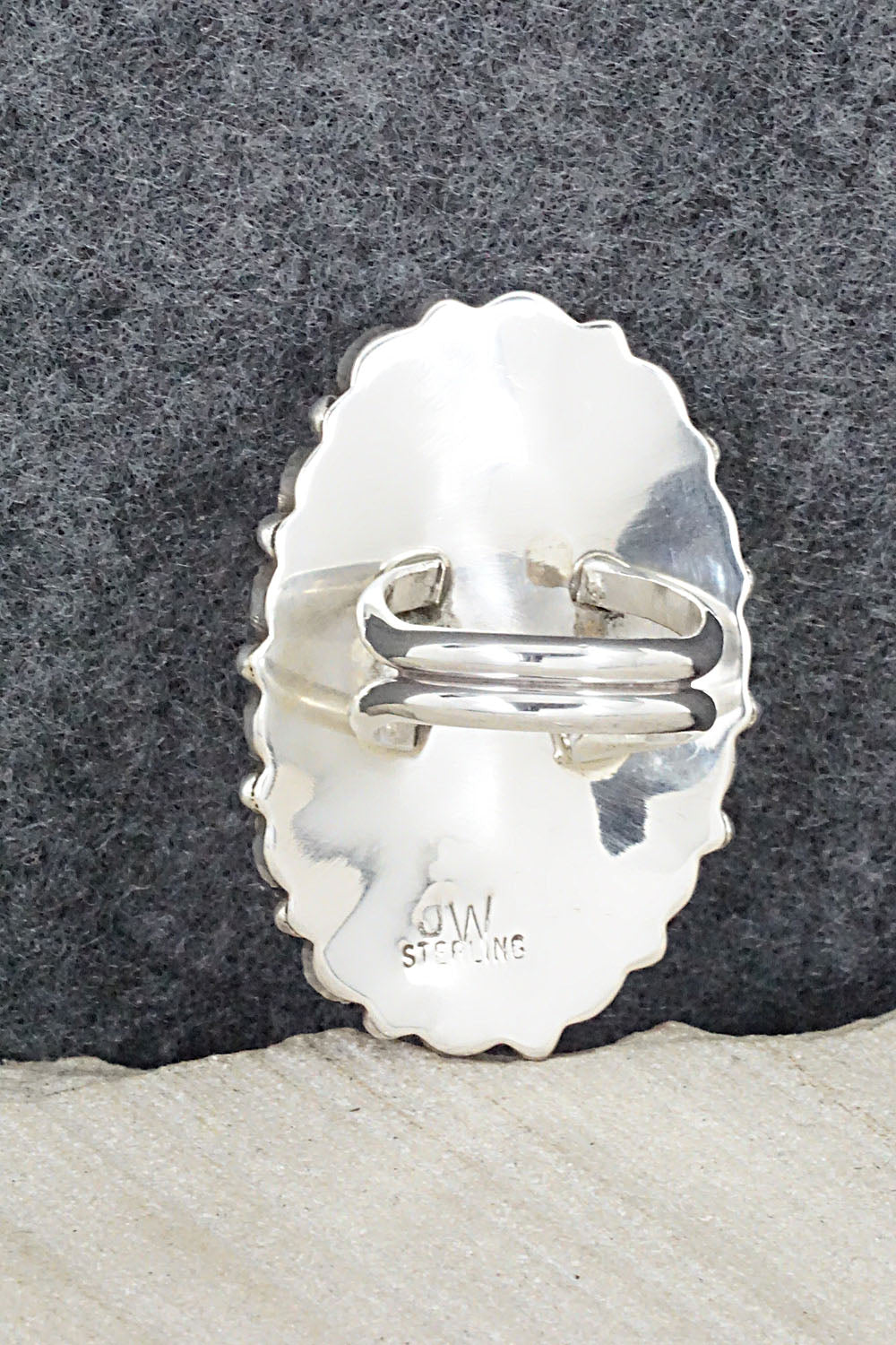 Coral and Sterling Silver Ring - Justina Wilson - Size 6.5