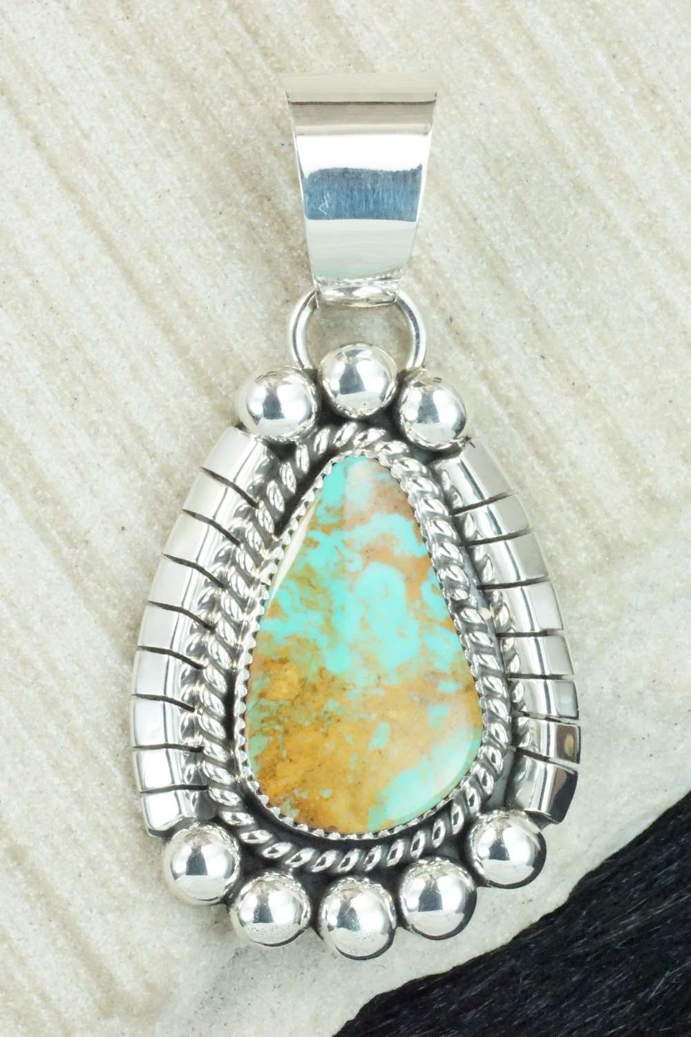Turquoise & Sterling Silver Pendant - Elroy Chavez