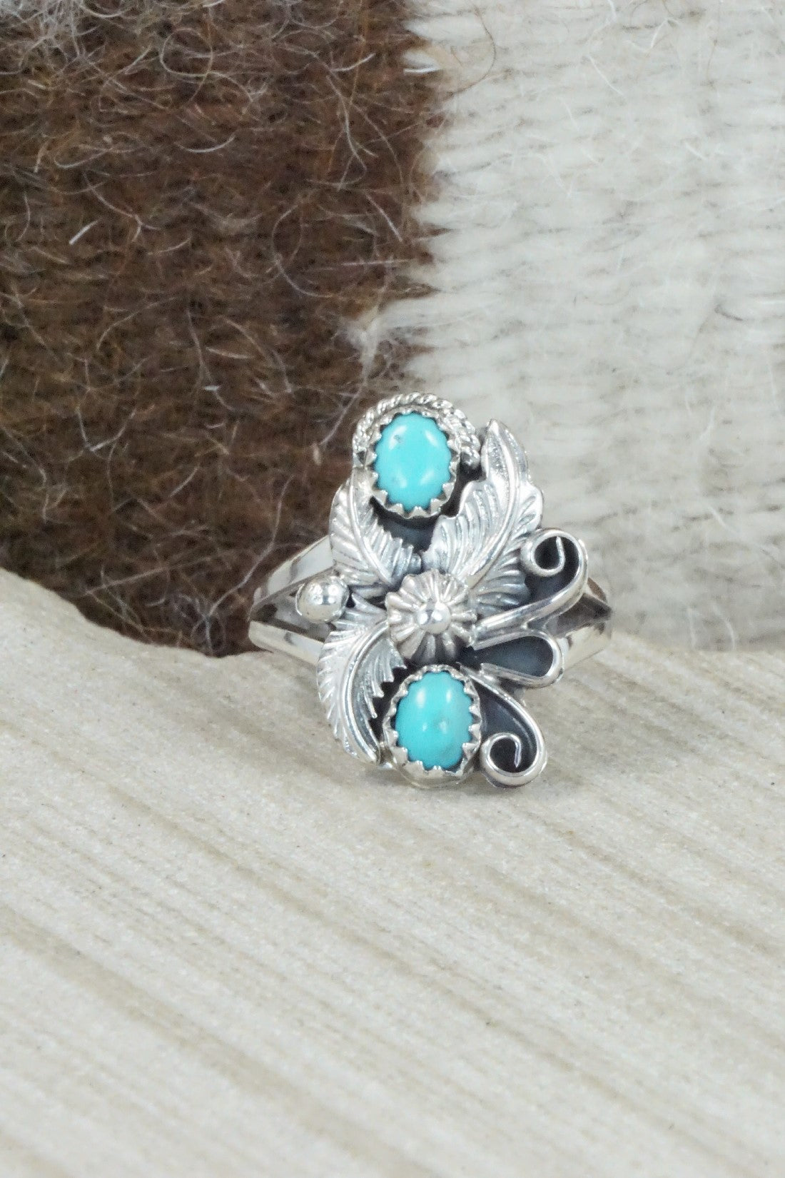 Turquoise & Sterling Silver Ring - Alice Rose Saunders - Size 7.5