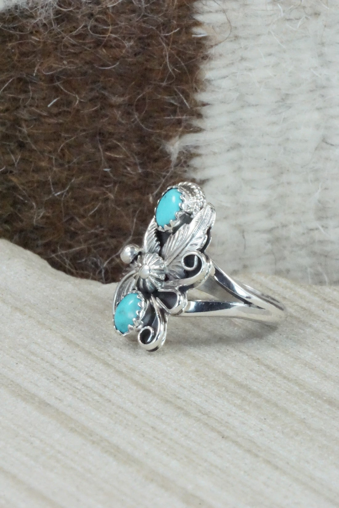 Turquoise & Sterling Silver Ring - Alice Rose Saunders - Size 7.5