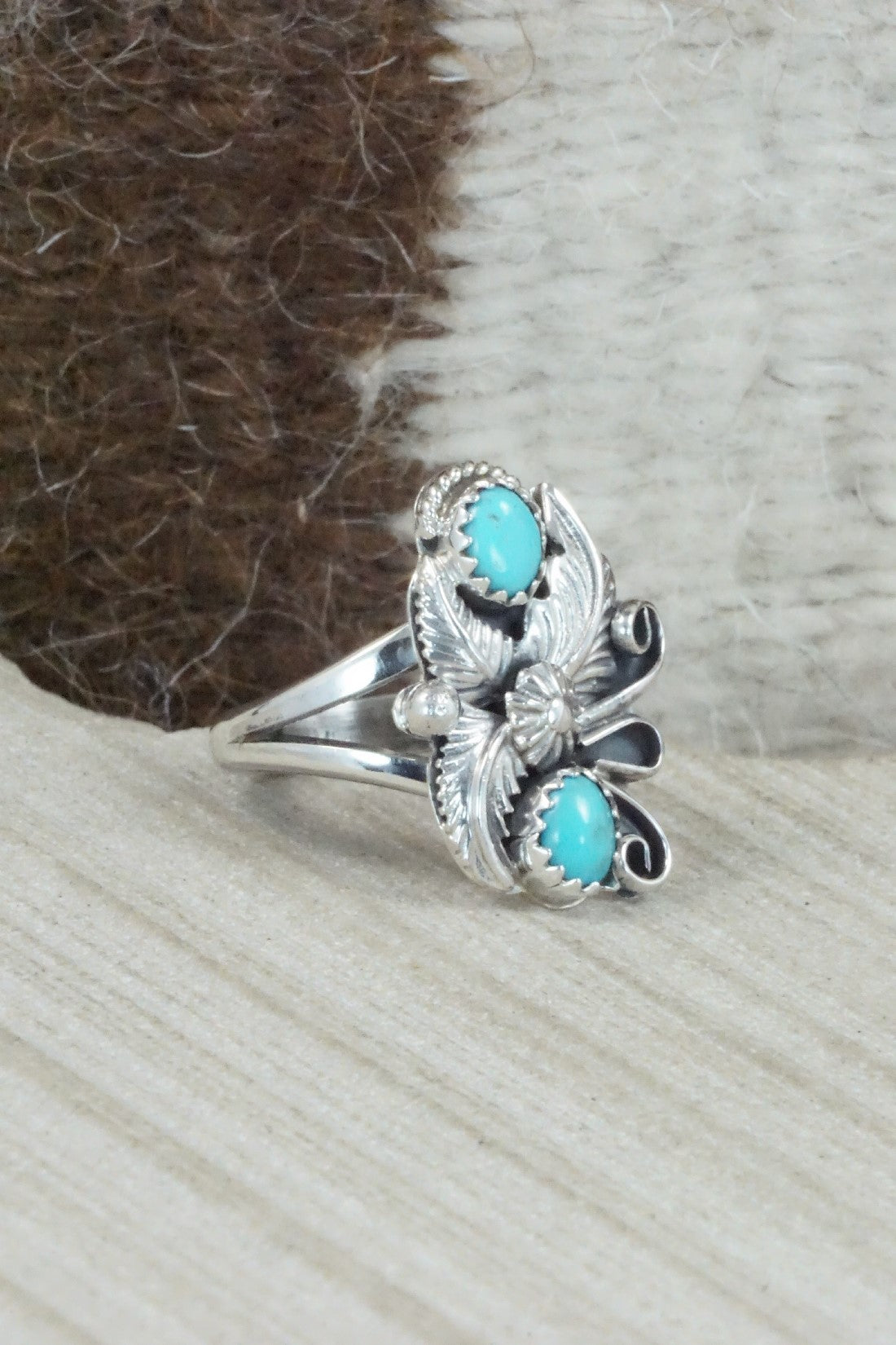 Turquoise & Sterling Silver Ring - Alice Rose Saunders - Size 7.5