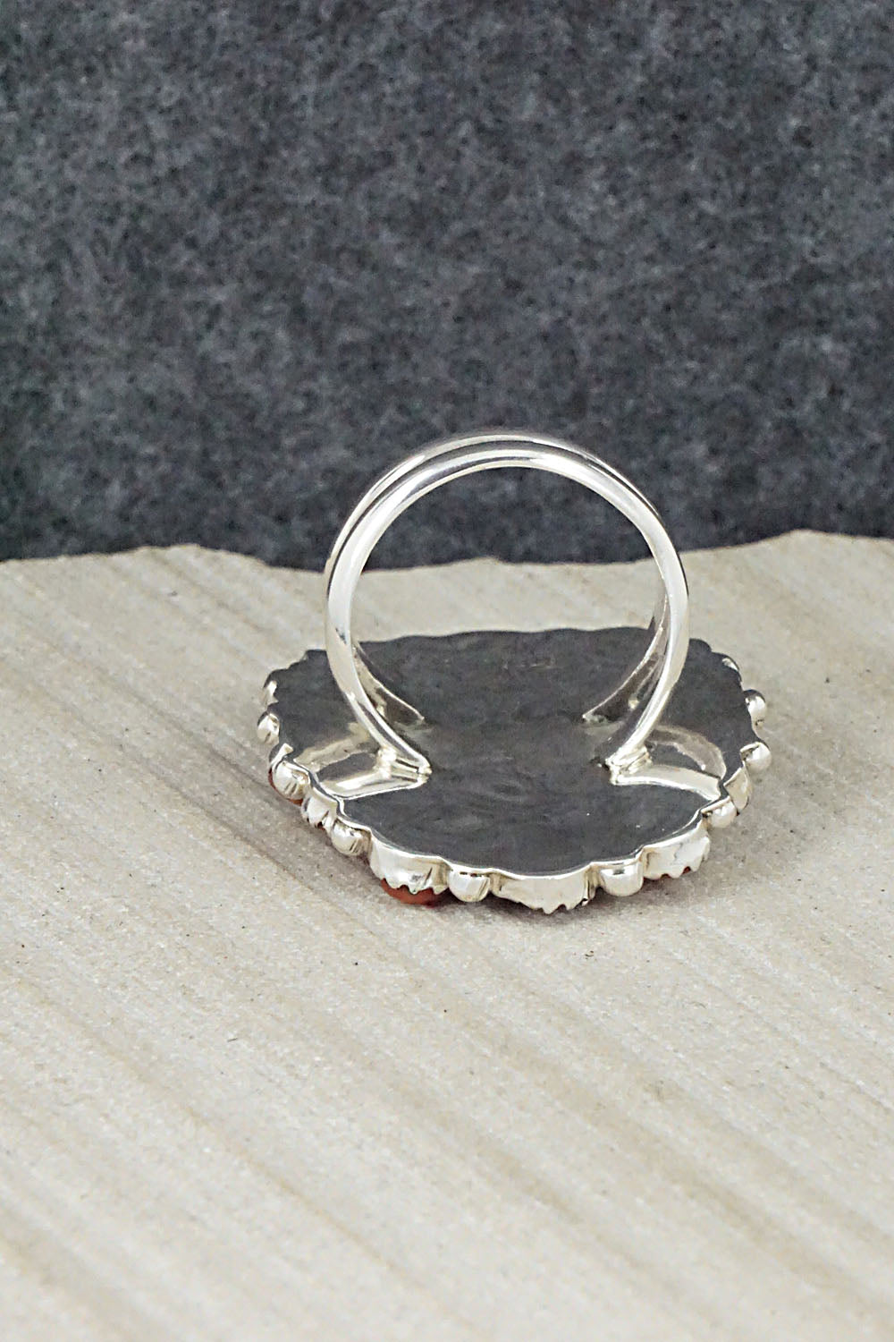 Coral and Sterling Silver Ring - Justina Wilson - Size 7