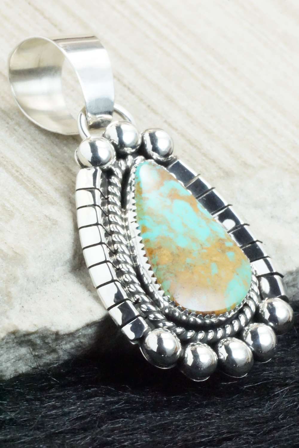 Turquoise & Sterling Silver Pendant - Elroy Chavez